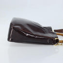 GUCCI Bamboo Hand Bag Patent leather 2way Brown Gold 001 1705 1638 Auth ti3749-3
