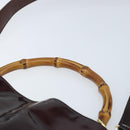 GUCCI Bamboo Hand Bag Patent leather 2way Brown Gold 001 1705 1638 Auth ti3749-14