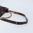 GUCCI Bamboo Hand Bag Patent leather 2way Brown Gold 001 1705 1638 Auth ti3749-8