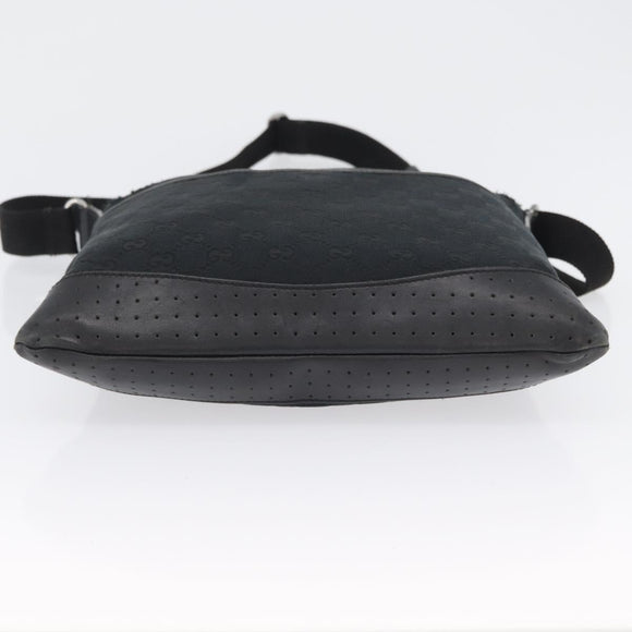 GUCCI GG Canvas Shoulder Bag Black Silver 145857 Auth ti3750