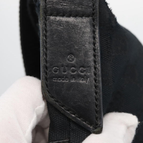 GUCCI GG Canvas Shoulder Bag Black Silver 145857 Auth ti3750