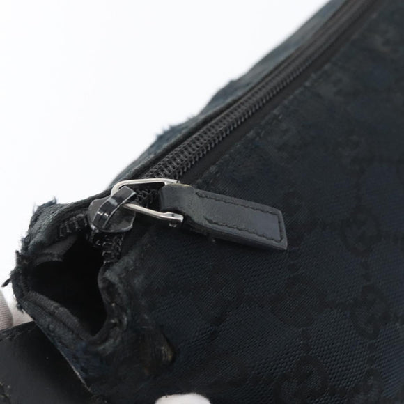 GUCCI GG Canvas Shoulder Bag Black Silver 145857 Auth ti3750