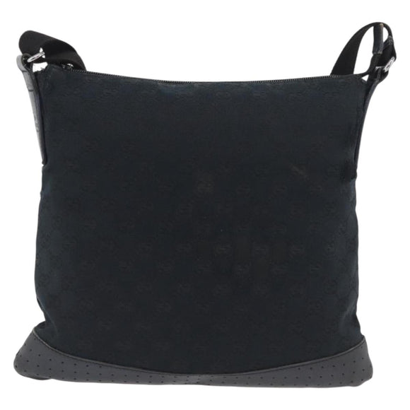 GUCCI GG Canvas Shoulder Bag Black Silver 145857 Auth ti3750