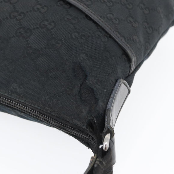GUCCI GG Canvas Shoulder Bag Black Silver 145857 Auth ti3750