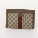 GUCCI GG Supreme Web Sherry Line Pouch Clutch Bag PVC 2 Set Beige Auth ti3752-10