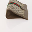 GUCCI GG Supreme Web Sherry Line Pouch Clutch Bag PVC 2 Set Beige Auth ti3752-11