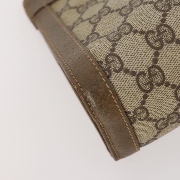 GUCCI GG Supreme Web Sherry Line Pouch Clutch Bag PVC 2 Set Beige Auth ti3752