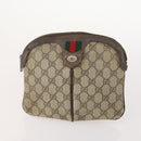 GUCCI GG Supreme Web Sherry Line Pouch Clutch Bag PVC 2 Set Beige Auth ti3752-2