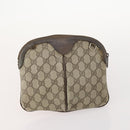 GUCCI GG Supreme Web Sherry Line Pouch Clutch Bag PVC 2 Set Beige Auth ti3752-3