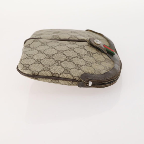 GUCCI GG Supreme Web Sherry Line Pouch Clutch Bag PVC 2 Set Beige Auth ti3752