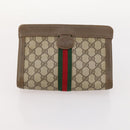 GUCCI GG Supreme Web Sherry Line Pouch Clutch Bag PVC 2 Set Beige Auth ti3752-9