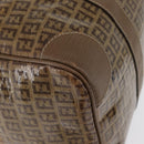 FENDI Zucchino Canvas Hand Bag PVC 2 Set Brown Auth ti3754-12