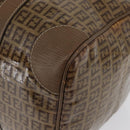 FENDI Zucchino Canvas Hand Bag PVC 2 Set Brown Auth ti3754-13