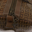 FENDI Zucchino Canvas Hand Bag PVC 2 Set Brown Auth ti3754-14