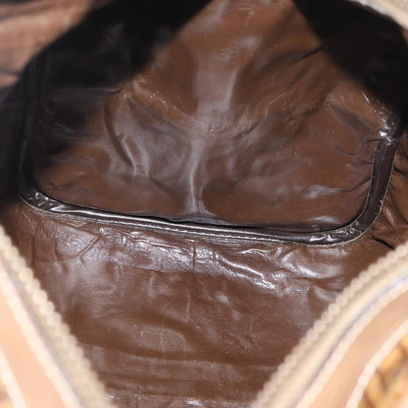 FENDI Zucchino Canvas Hand Bag PVC 2 Set Brown Auth ti3754