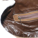 FENDI Zucchino Canvas Hand Bag PVC 2 Set Brown Auth ti3754-18