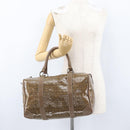 FENDI Zucchino Canvas Hand Bag PVC 2 Set Brown Auth ti3754-23