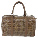 FENDI Zucchino Canvas Hand Bag PVC 2 Set Brown Auth ti3754-3