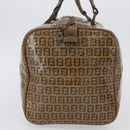 FENDI Zucchino Canvas Hand Bag PVC 2 Set Brown Auth ti3754-5