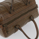 FENDI Zucchino Canvas Hand Bag PVC 2 Set Brown Auth ti3754-6