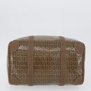 FENDI Zucchino Canvas Hand Bag PVC 2 Set Brown Auth ti3754-9
