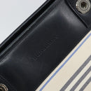 BURBERRY Tote Bag Canvas Leather White Silver gold Auth ti3757-18