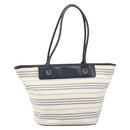 BURBERRY Tote Bag Canvas Leather White Silver gold Auth ti3757-13