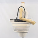 BURBERRY Tote Bag Canvas Leather White Silver gold Auth ti3757-23