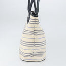 BURBERRY Tote Bag Canvas Leather White Silver gold Auth ti3757-3