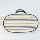 BURBERRY Tote Bag Canvas Leather White Silver gold Auth ti3757-5