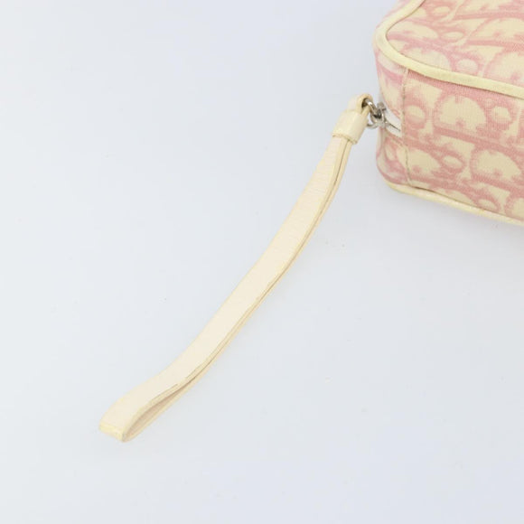 Christian Dior Trotter Canvas Pouch PVC Pink Silver Auth ti3758