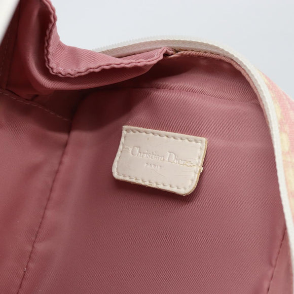 Christian Dior Trotter Canvas Pouch PVC Pink Silver Auth ti3758