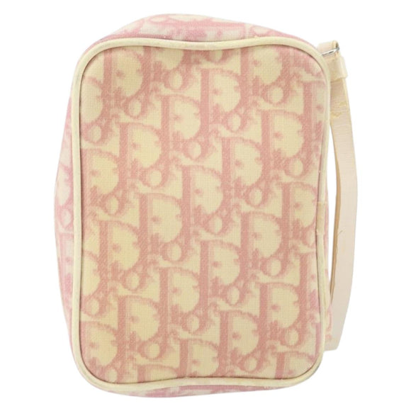 Christian Dior Trotter Canvas Pouch PVC Pink Silver Auth ti3758