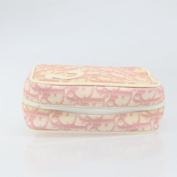Christian Dior Trotter Canvas Pouch PVC Pink Silver Auth ti3758