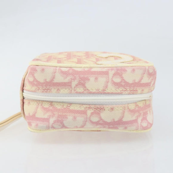 Christian Dior Trotter Canvas Pouch PVC Pink Silver Auth ti3758