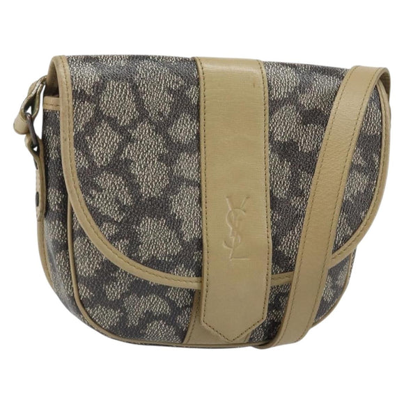 SAINT LAURENT Shoulder Bag PVC Leather Gray Gold Auth ti3759