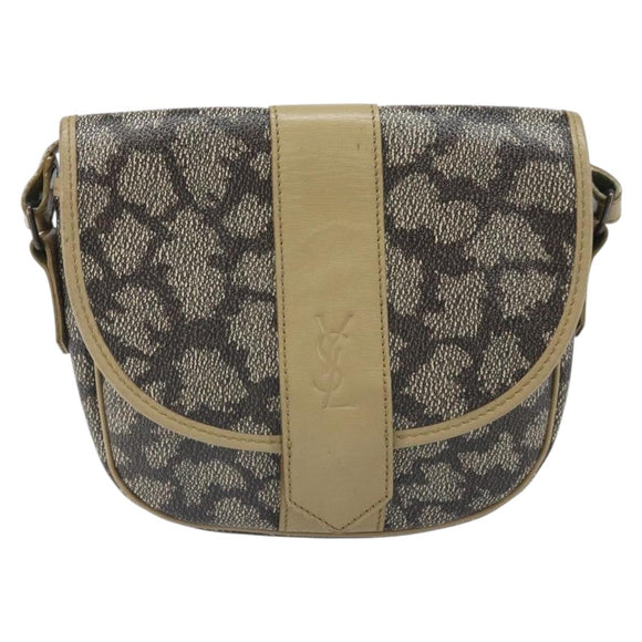 SAINT LAURENT Shoulder Bag PVC Leather Gray Gold Auth ti3759