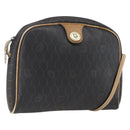 Christian Dior Honeycomb Canvas Shoulder Bag PVC Black Gold Auth ti3760-1