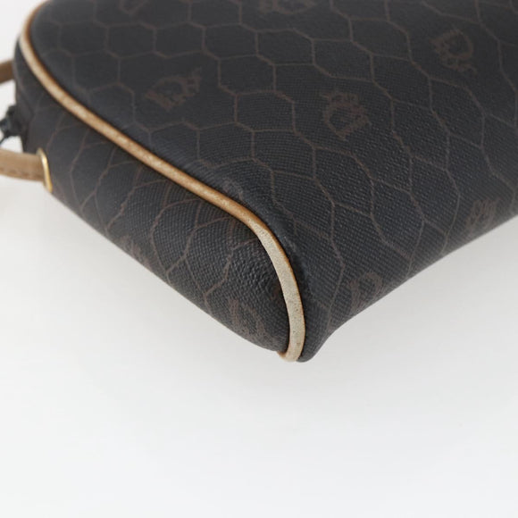 Christian Dior Honeycomb Canvas Shoulder Bag PVC Black Gold Auth ti3760
