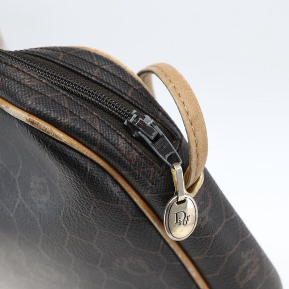 Christian Dior Honeycomb Canvas Shoulder Bag PVC Black Gold Auth ti3760