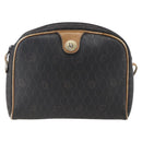 Christian Dior Honeycomb Canvas Shoulder Bag PVC Black Gold Auth ti3760-2