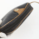 Christian Dior Honeycomb Canvas Shoulder Bag PVC Black Gold Auth ti3760-6