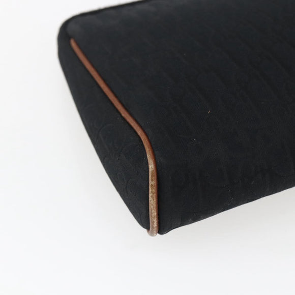 Christian Dior Trotter Canvas Pouch Zwart Goud Auth ti3761