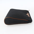 Christian Dior Trotter Canvas Pouch Zwart Goud Auth ti3761-5