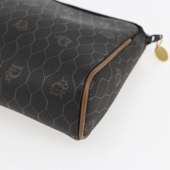 Christian Dior Honeycomb Canvas Etui PVC Leer Zwart Auth ti3762
