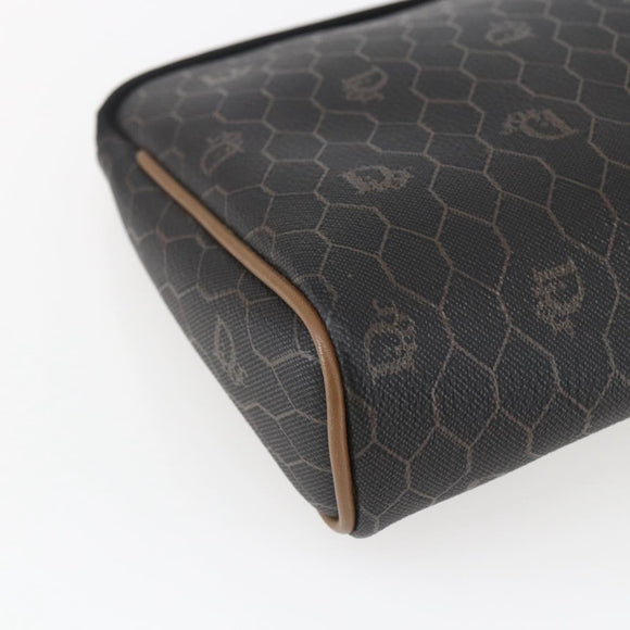 Christian Dior Honeycomb Canvas Etui PVC Leer Zwart Auth ti3762