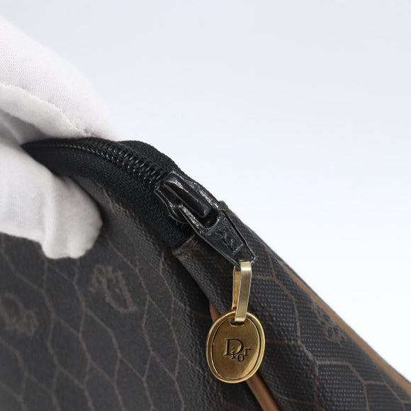 Christian Dior Honeycomb Canvas Etui PVC Leer Zwart Auth ti3762