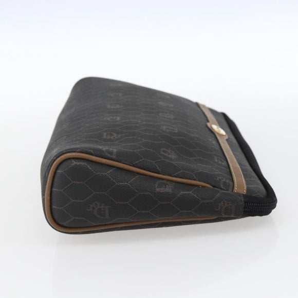 Christian Dior Honeycomb Canvas Etui PVC Leer Zwart Auth ti3762