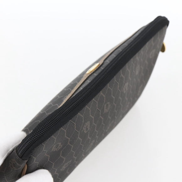 Christian Dior Honeycomb Canvas Etui PVC Leer Zwart Auth ti3762