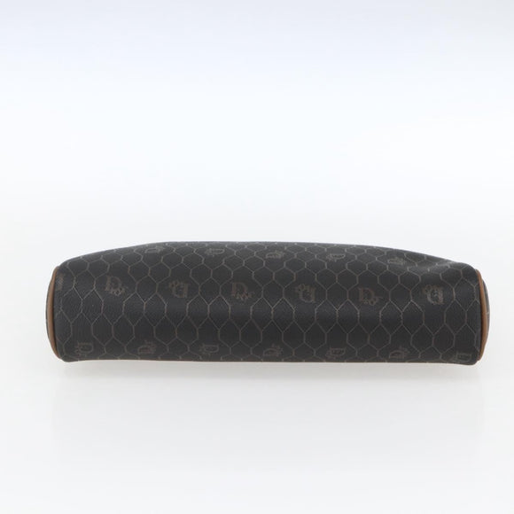 Christian Dior Honeycomb Canvas Etui PVC Leer Zwart Auth ti3762